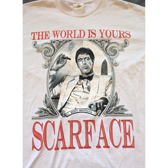 Shaka Wear SCARFACE T-Shirt XL The World Is Yours Graphic White Tee Al Pacino - Picture 2 of 9